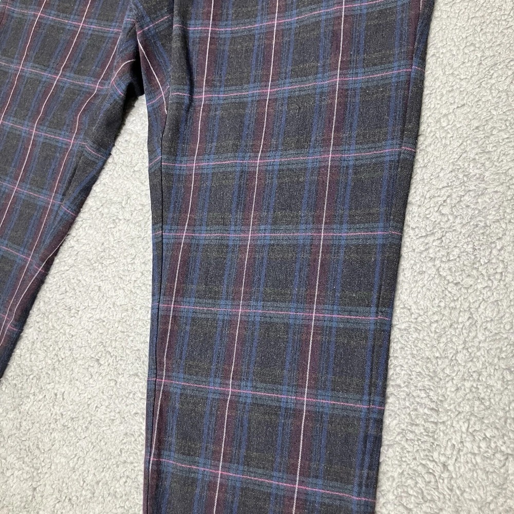 J. Jill Pants 14 Stretch Gray Jewel Gem Toned Tartan Plaid Chino Slacks Soft EUC - Picture 5 of 9